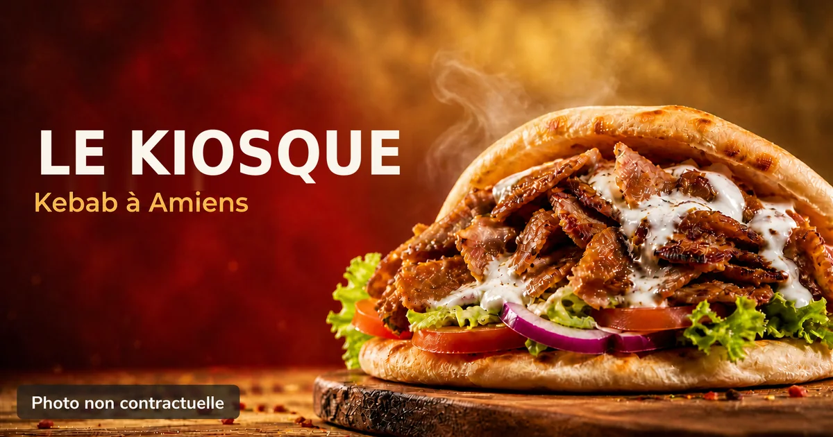 Le Kiosque, kebab à Amiens : photo gourmande d'un kebab (kebabamiens.fr).