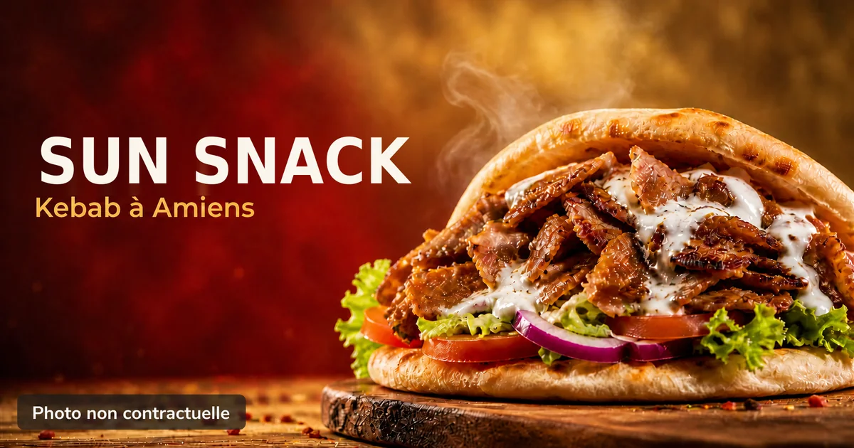 Sun Snack, kebab à Amiens : photo gourmande d'un kebab (kebabamiens.fr).