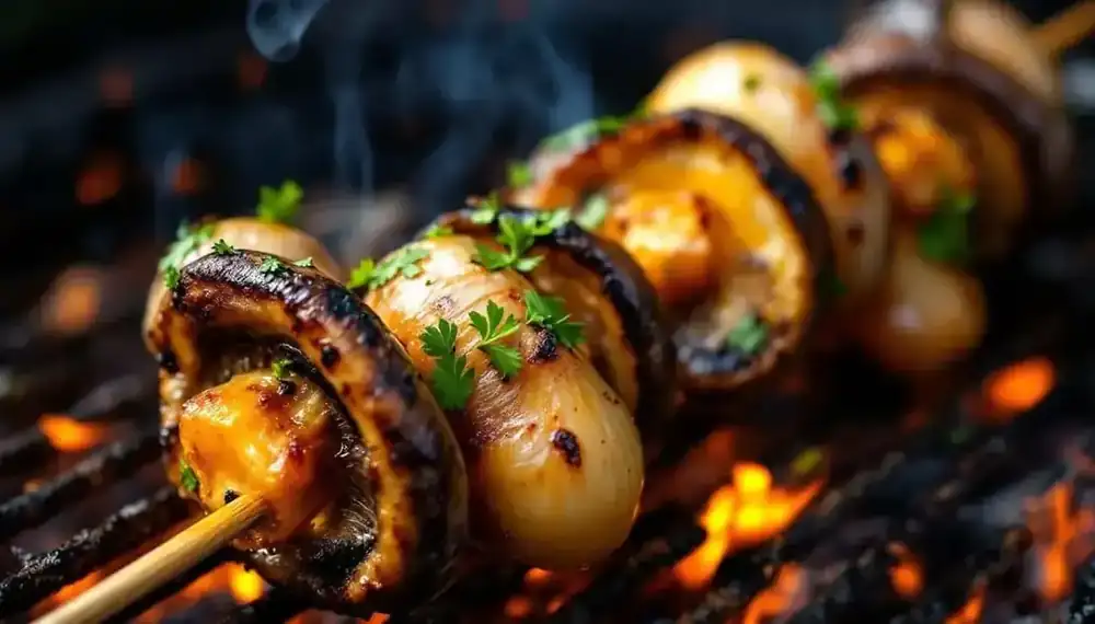 découvrez une savoureuse recette de kebabs aux champignons et ail confit, alliant la douceur des champignons à la richesse de l'ail caramélisé. idéale pour un repas gourmand et original, cette préparation ravira vos papilles et celles de vos convives.
