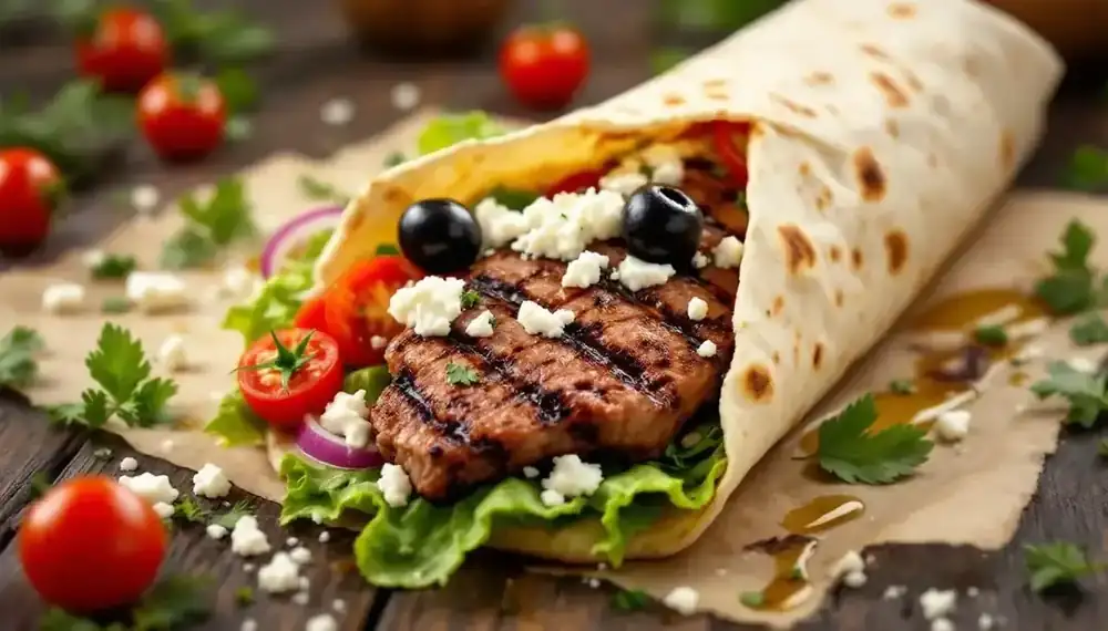 savourez nos délicieux kebabs garnis de fromage feta crémeux et d'olives noires pleines de goût. une recette savoureuse qui allie tradition et originalité pour vos repas en toute convivialité.