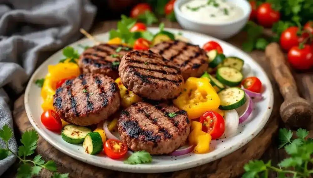 découvrez nos délicieux kebabs au steak haché accompagnés de légumes grillés savoureux, pour un repas gourmand et équilibré.