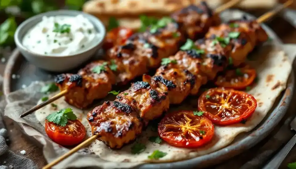 découvrez notre recette gourmande de kebabs au yaourt grec et tomates confites : une alliance savoureuse entre viande grillée, sauce onctueuse et douceur méditerranéenne. facile à préparer, idéale pour un repas convivial !