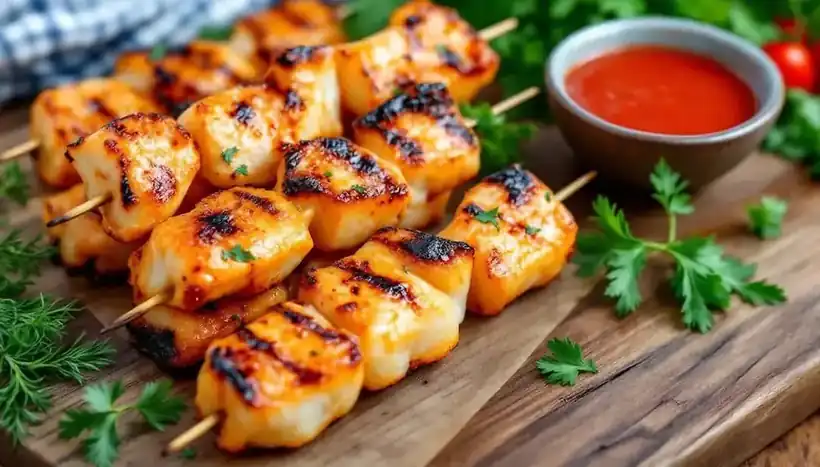 découvrez une recette originale de kebabs au poisson mariné, sublimée par un mélange d'épices orientales. savourez une explosion de saveurs exotiques parfaite pour un repas convivial et plein de fraîcheur.