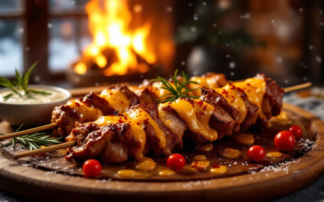 Les kebabs au fromage raclette : pour l’hiver