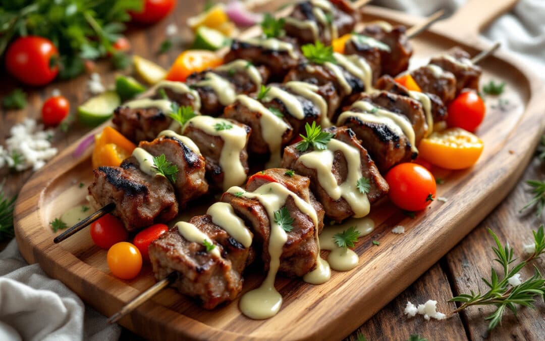 Les kebabs au lait de coco et curry vert