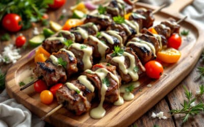 Les kebabs au lait de coco et curry vert