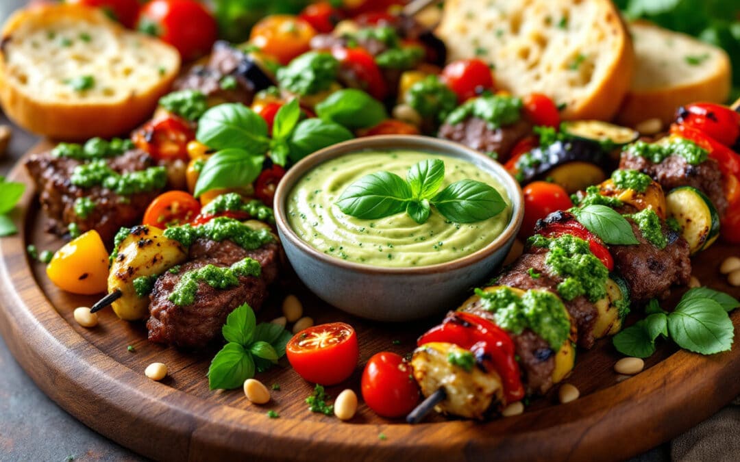Les kebabs au pesto : une touche italienne