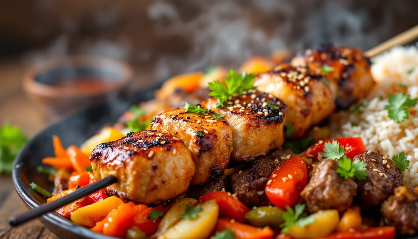 découvrez le kebab façon street food asiatique, une fusion savoureuse de traditions culinaires qui vous emmène en voyage à chaque bouchée. savourez des ingrédients frais, des épices exquises et une touche d'authenticité dans ce plat emblématique revisité. parfait pour les amateurs de street food en quête de nouvelles expériences gustatives !
