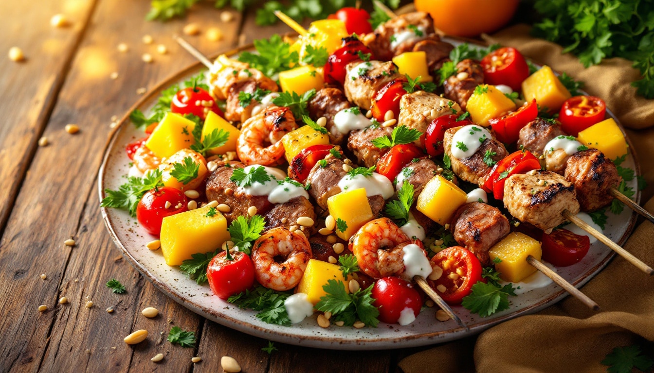 découvrez nos délicieux kebabs au fromage fondant, accompagnés de légumes croquants pour un mélange parfait de saveurs et de textures. idéal pour une pause gourmande, chaque bouchée est une explosion de fraîcheur et de régal. à savourer sans modération !