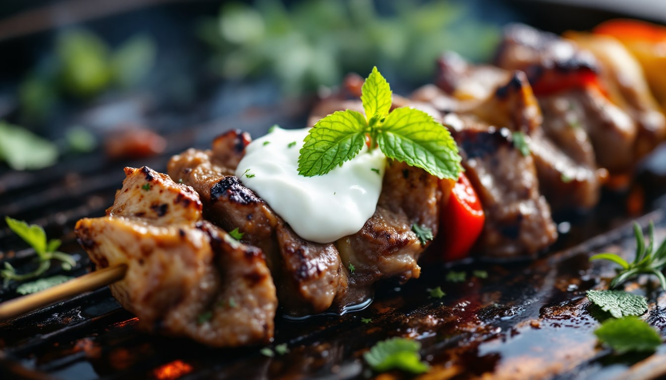 découvrez une délicieuse recette de kebabs marinés au yaourt grec et à la menthe fraîche, alliant fraîcheur et saveurs méditerranéennes. parfait pour un repas estival ou une soirée entre amis !