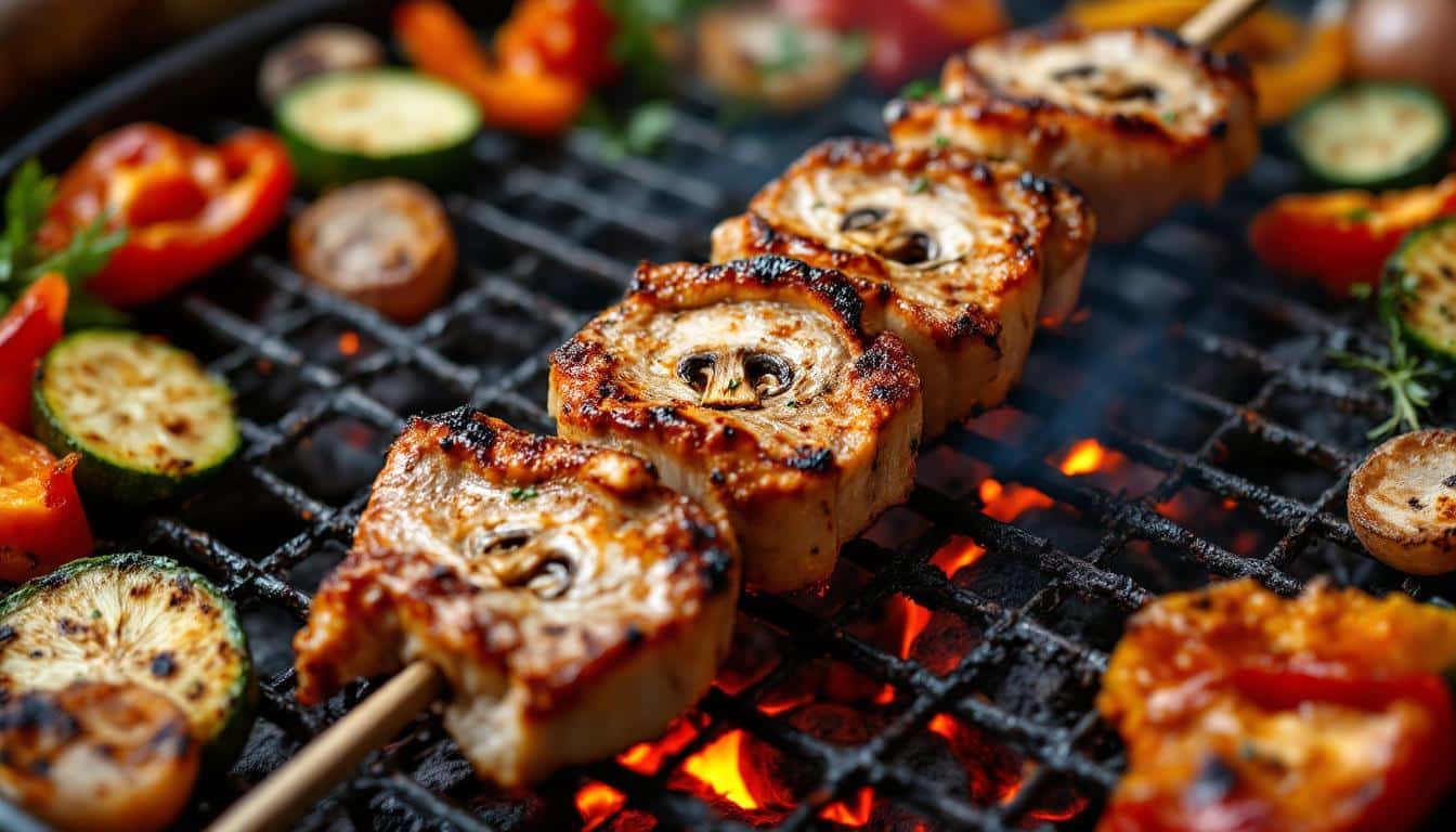 découvrez une recette délicieuse de kebabs aux champignons et ail confit, alliant saveurs savoureuses et textures gourmandes. idéal pour un repas convivial, ce plat met en valeur des ingrédients frais et parfumés, succès garanti auprès de vos invités.