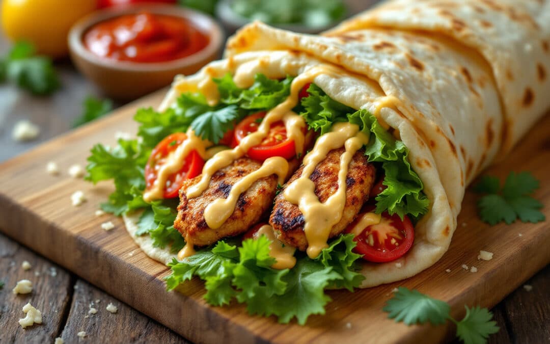Les kebabs façon wrap au poulet mariné