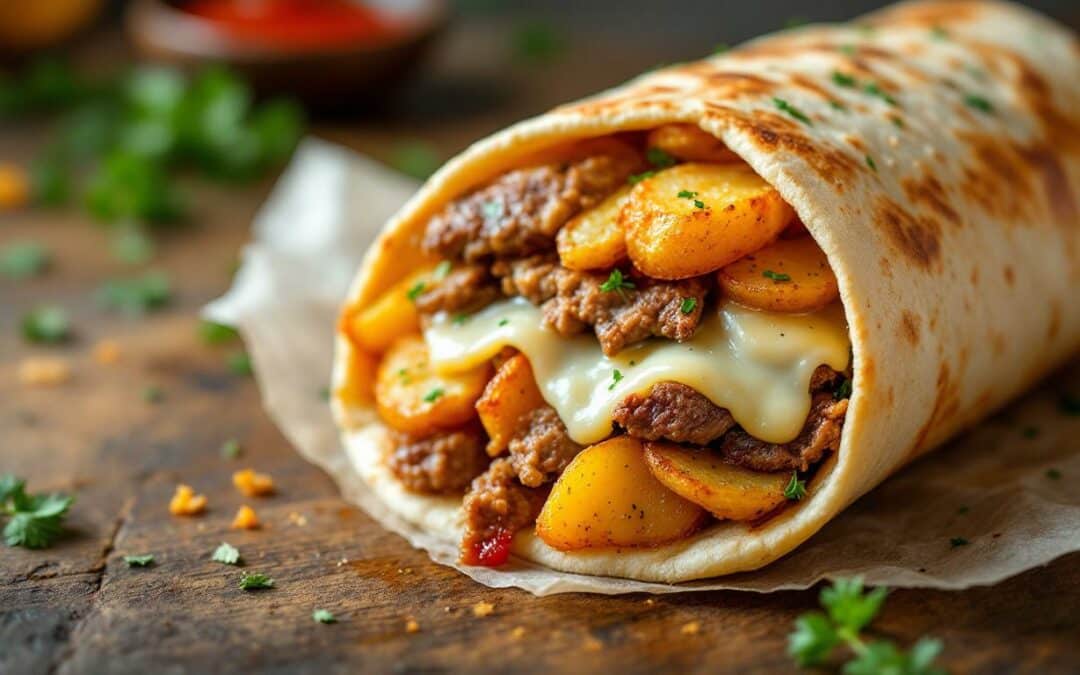 Le kebab au fromage raclette et pommes de terre sautées