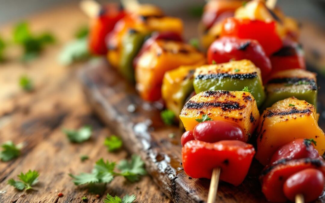Les kebabs à base de haricots rouges et poivrons