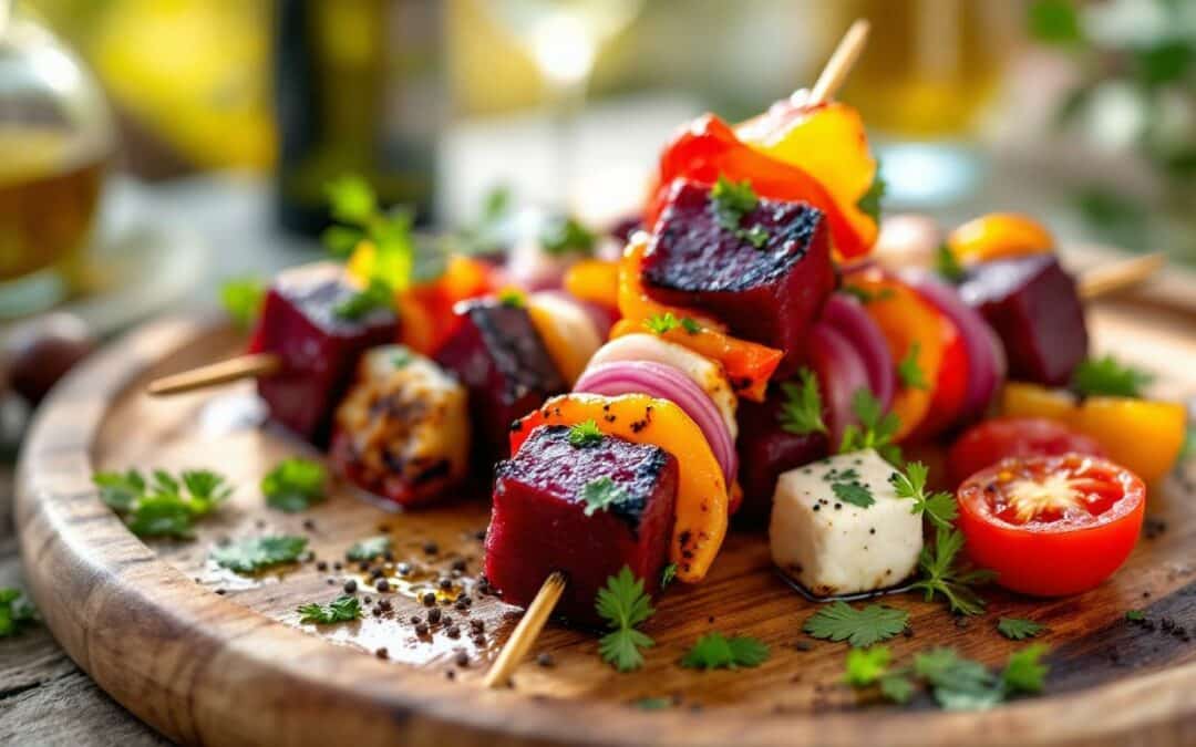 Les kebabs à la betterave et fromage de chèvre