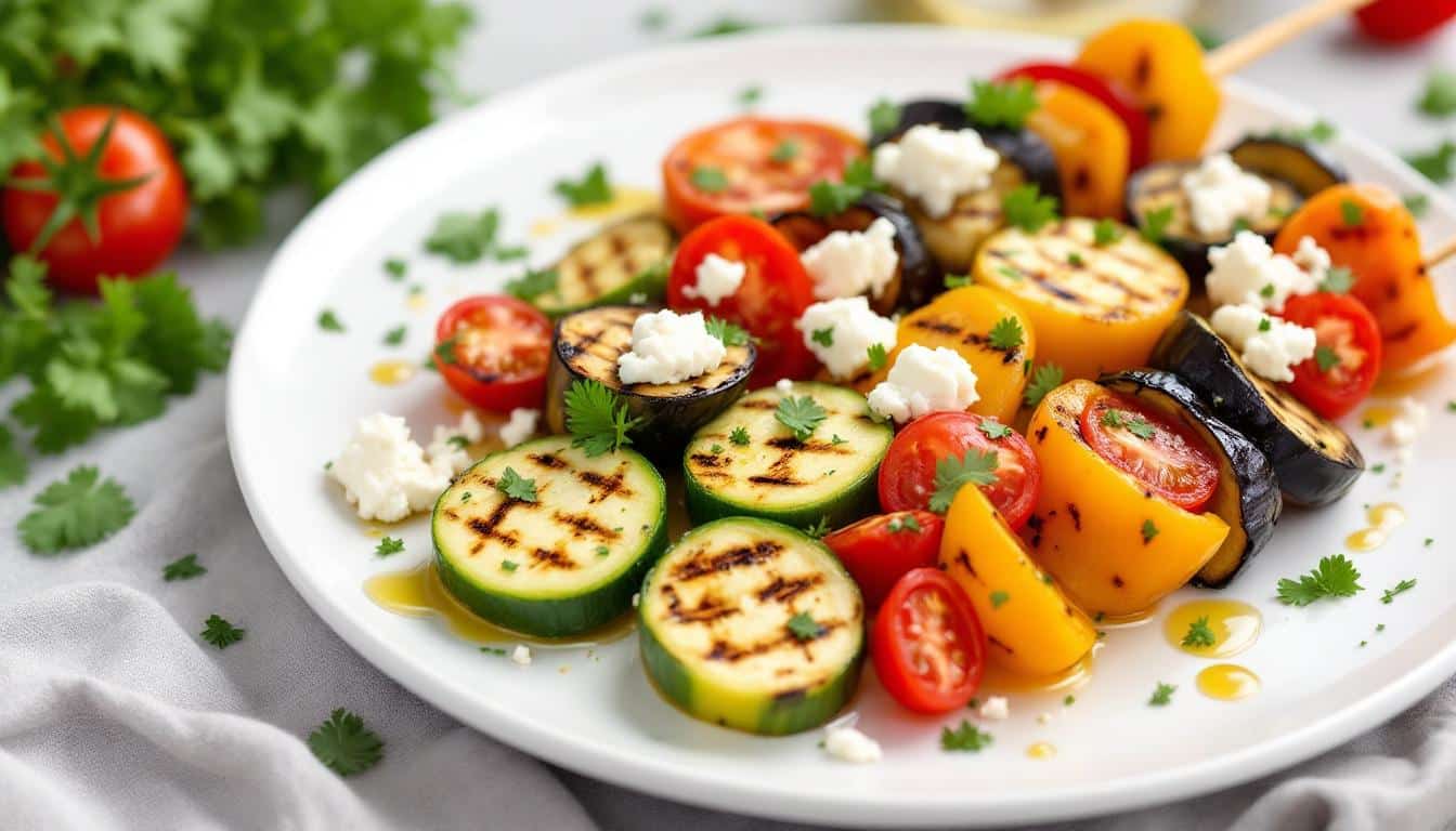 découvrez notre délicieuse recette de kebabs à la courgette grillée et feta, un plat savoureux qui allie légumes frais et fromage fondant. parfait pour un repas sain et gourmand, à déguster en famille ou entre amis !