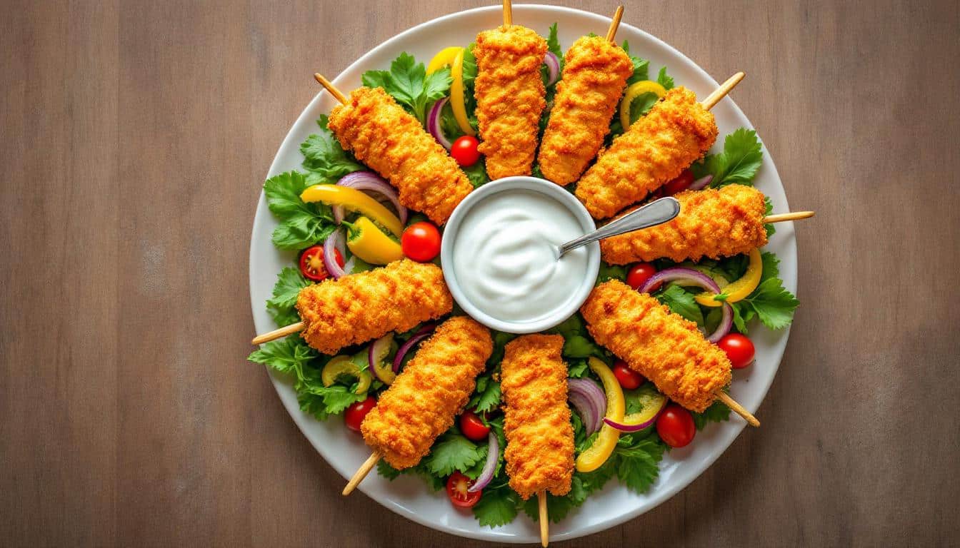 découvrez notre recette savoureuse de kebabs au poulet frit, enrobés d'une délicieuse sauce ranch maison. parfaite pour un repas convivial ou un pique-nique, cette spécialité allie croustillant et onctuosité pour un plaisir gustatif inégalé.