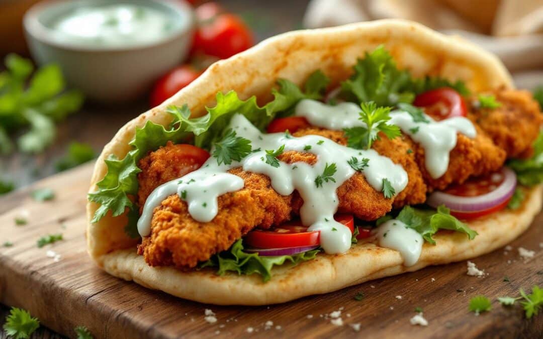 Les kebabs au poulet frit et sauce ranch maison