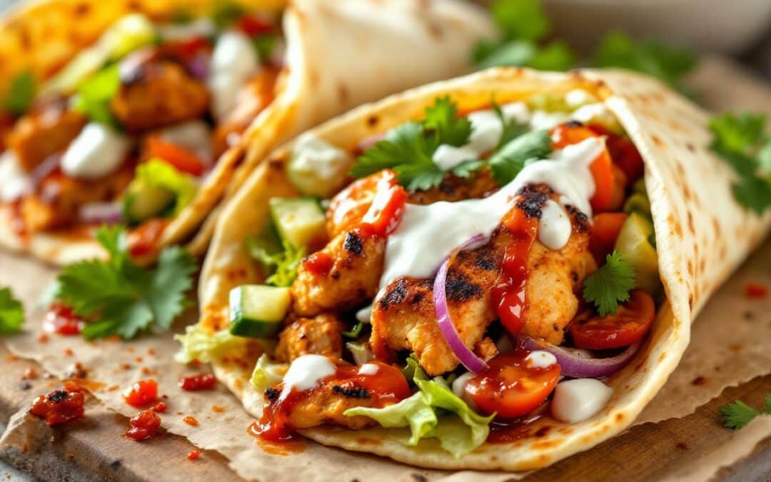 Les kebabs en version wrap au poulet épicé