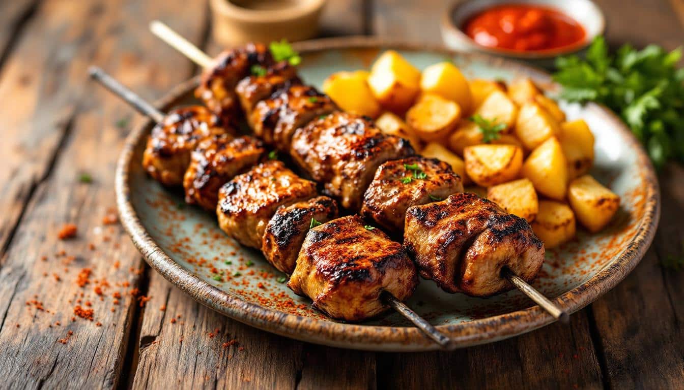découvrez notre recette savoureuse de kebabs à base de pommes de terre rôties et de paprika fumé. un plat irrésistible qui allie croustillant et fondant, idéal pour vos repas entre amis ou en famille. régalez-vous avec cette délicieuse fusion de saveurs qui s'invite à votre table !