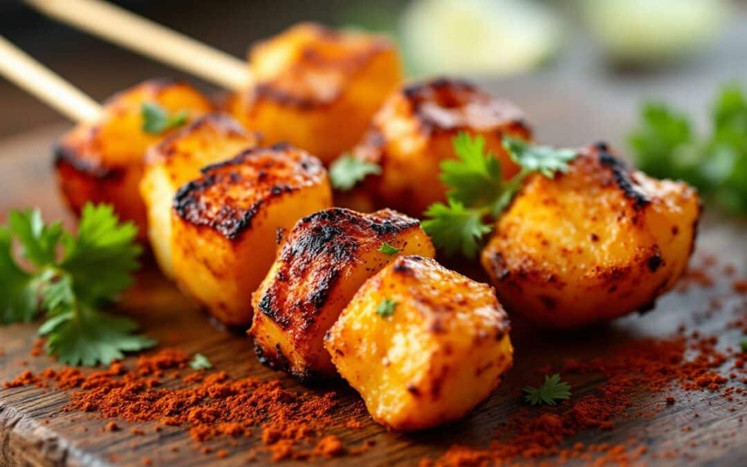 Les kebabs à base de pommes de terre rôties et paprika fumé