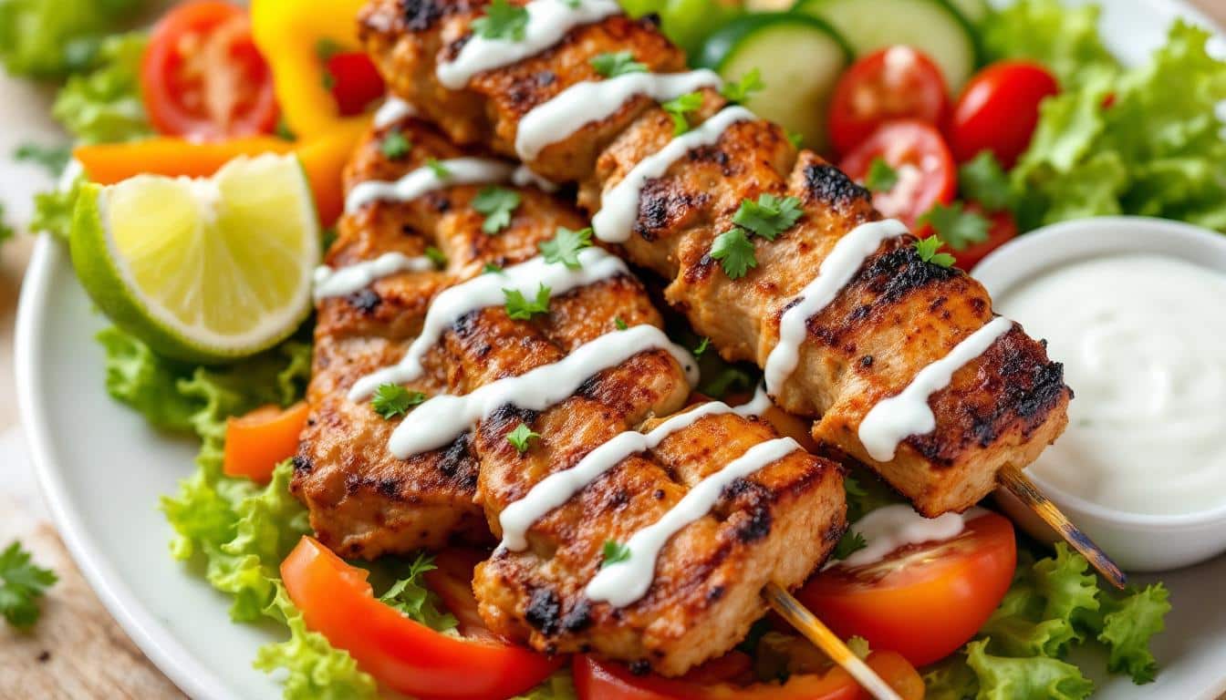 découvrez une recette savoureuse de kebabs accompagnés d'une sauce au yaourt et citron vert, idéale pour relever vos grillades avec une touche de fraîcheur et de gourmandise.