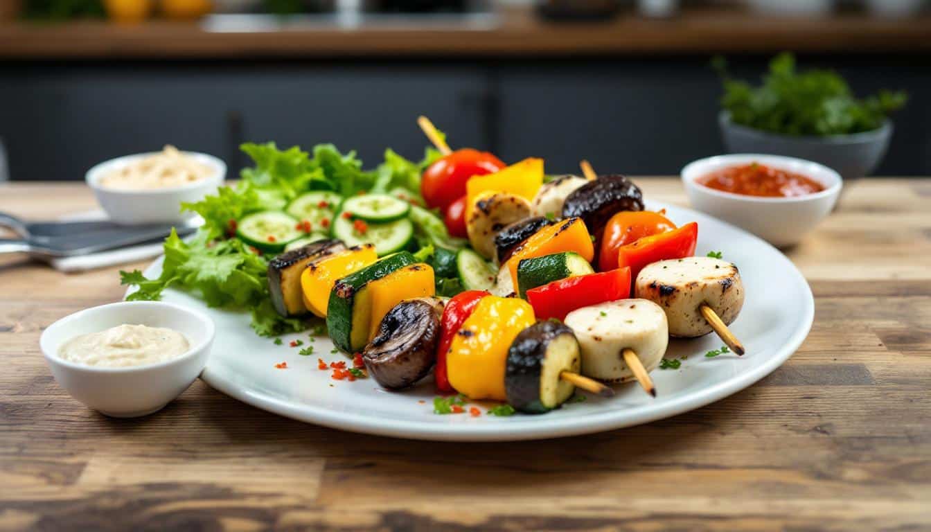 découvrez une recette savoureuse de kebabs au chou-fleur rôti accompagnés d'une délicieuse sauce curry. parfaite pour un repas végétarien plein de saveurs et facile à réaliser !