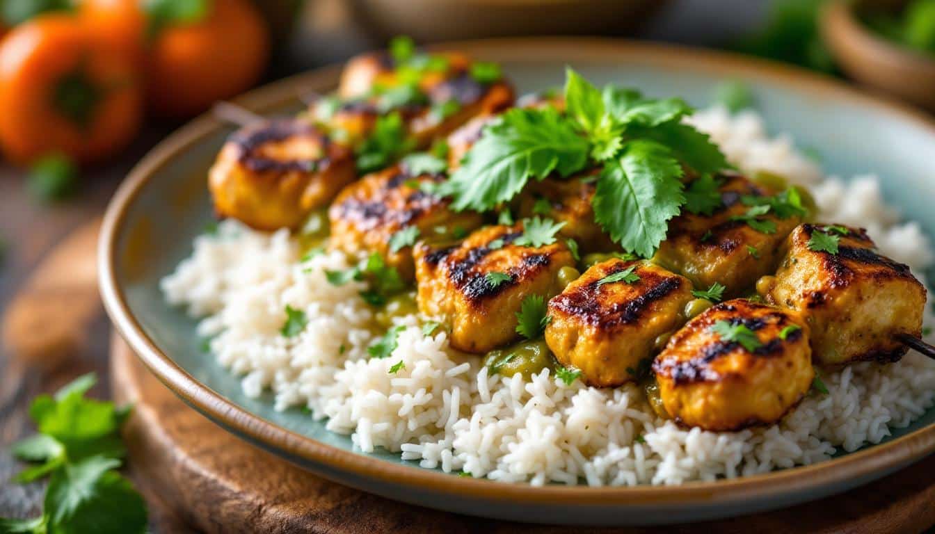 découvrez une recette exquise de kebabs au curry vert et lait de coco, alliant saveurs épicées et crémeuses. apprenez à préparer ces délicieuses brochettes savoureuses qui raviront vos papilles et éblouiront vos convives.