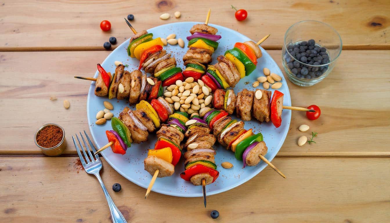 découvrez une délicieuse recette de kebabs aux fruits secs et épices douces, alliant saveurs sucrées et épicées pour une expérience culinaire unique. parfait pour émerveiller vos invités ou pour un repas plein de goût et d'originalité.