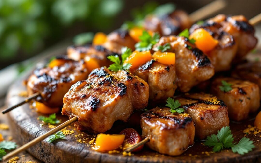 Les kebabs aux fruits secs et épices douces