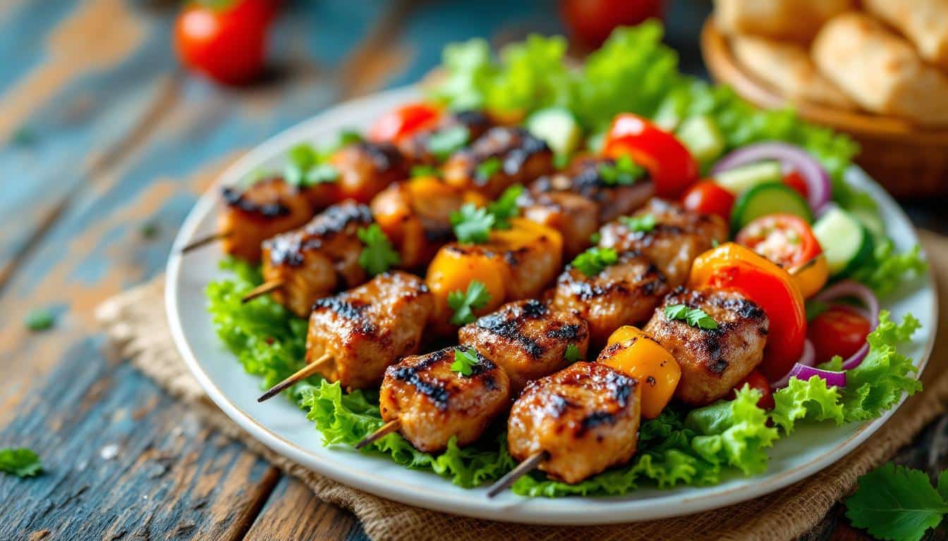 découvrez notre recette savoureuse de kebabs aux poivrons confits et à l'ail rôti. une explosion de saveurs dans chaque bouchée, parfaite pour vos repas entre amis ou en famille. préparez-vous à régaler vos papilles avec ce plat riche en couleurs et en arômes!