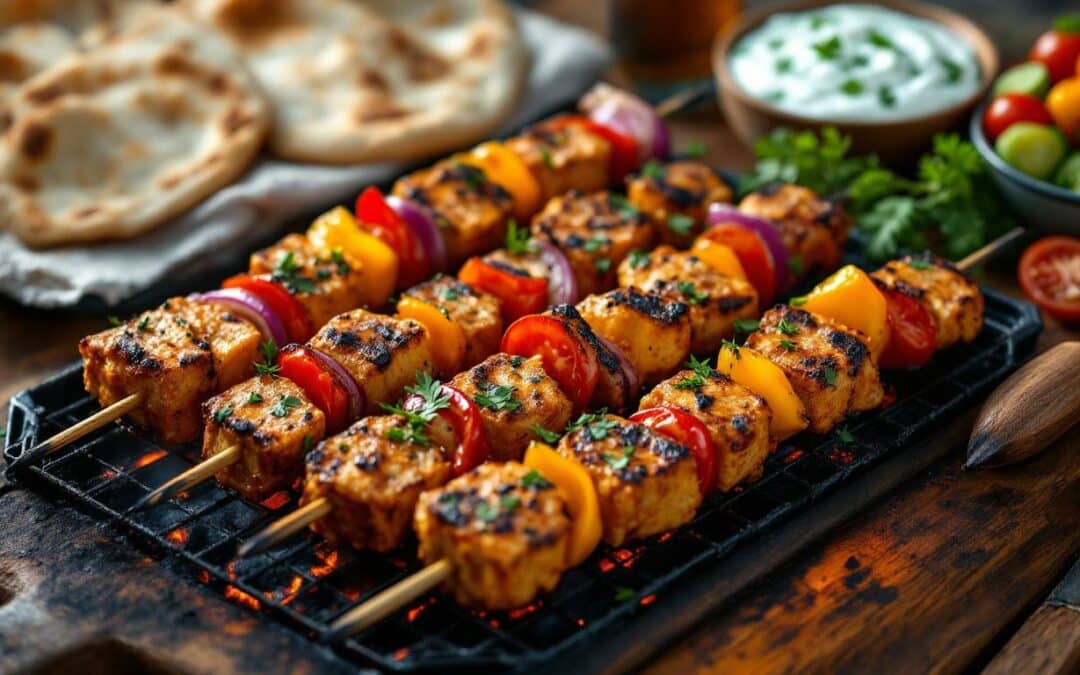 Les kebabs végétaliens au seitan mariné