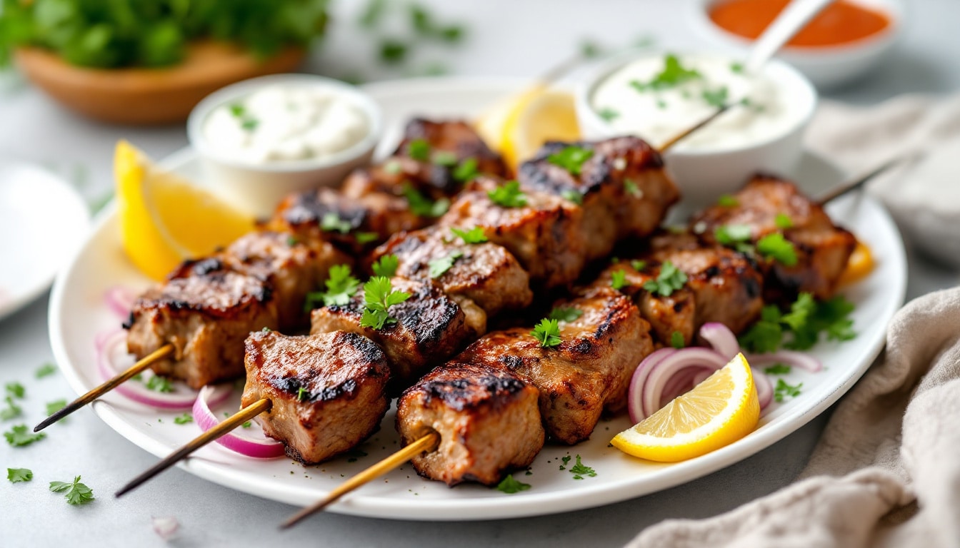 découvrez nos savoureux kebabs à l’agneau rôti, accompagnés d’une délicieuse sauce à l’ail maison. une recette gourmande et parfumée, idéale pour régaler famille et amis !