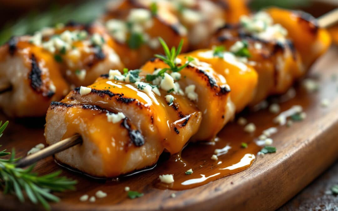 Les kebabs au fromage bleu et miel