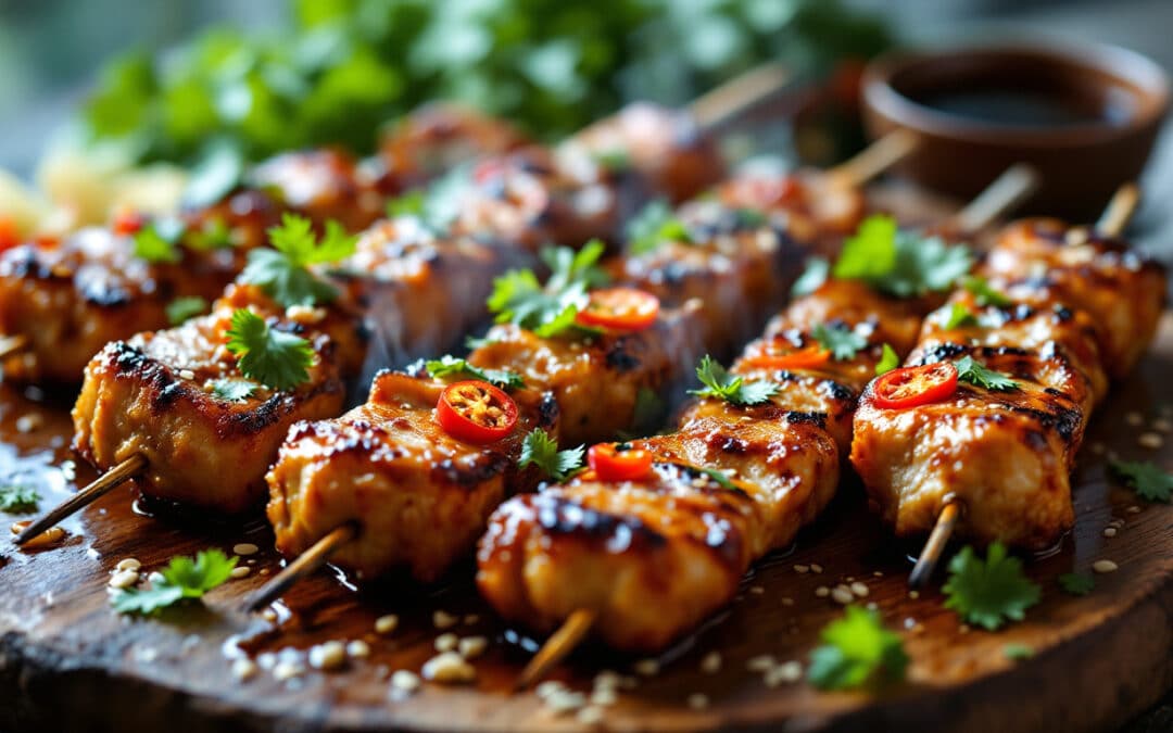 Les kebabs au gingembre et miel pour une touche asiatique