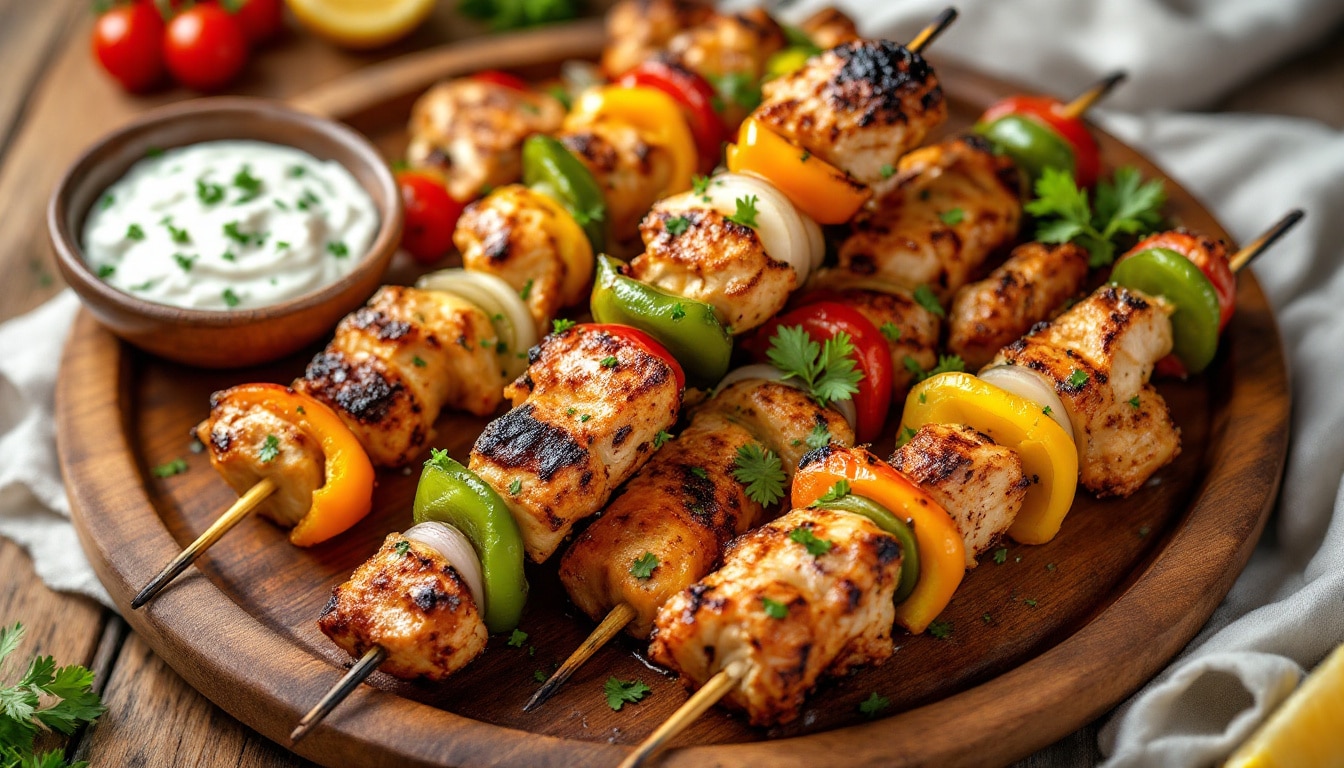 découvrez nos délicieux kebabs au poulet rôti accompagnés de légumes frais, pour un repas savoureux et équilibré. idéal pour une pause gourmande saine et pleine de saveurs !