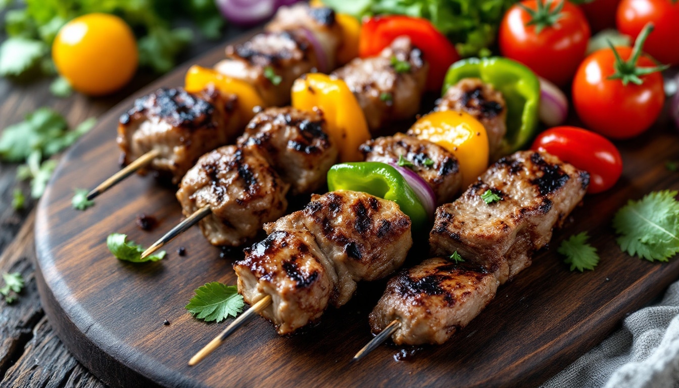 découvrez nos kebabs au poulet rôti accompagnés de légumes frais, pour un repas savoureux, équilibré et plein de saveurs méditerranéennes. idéal pour une pause gourmande et saine !