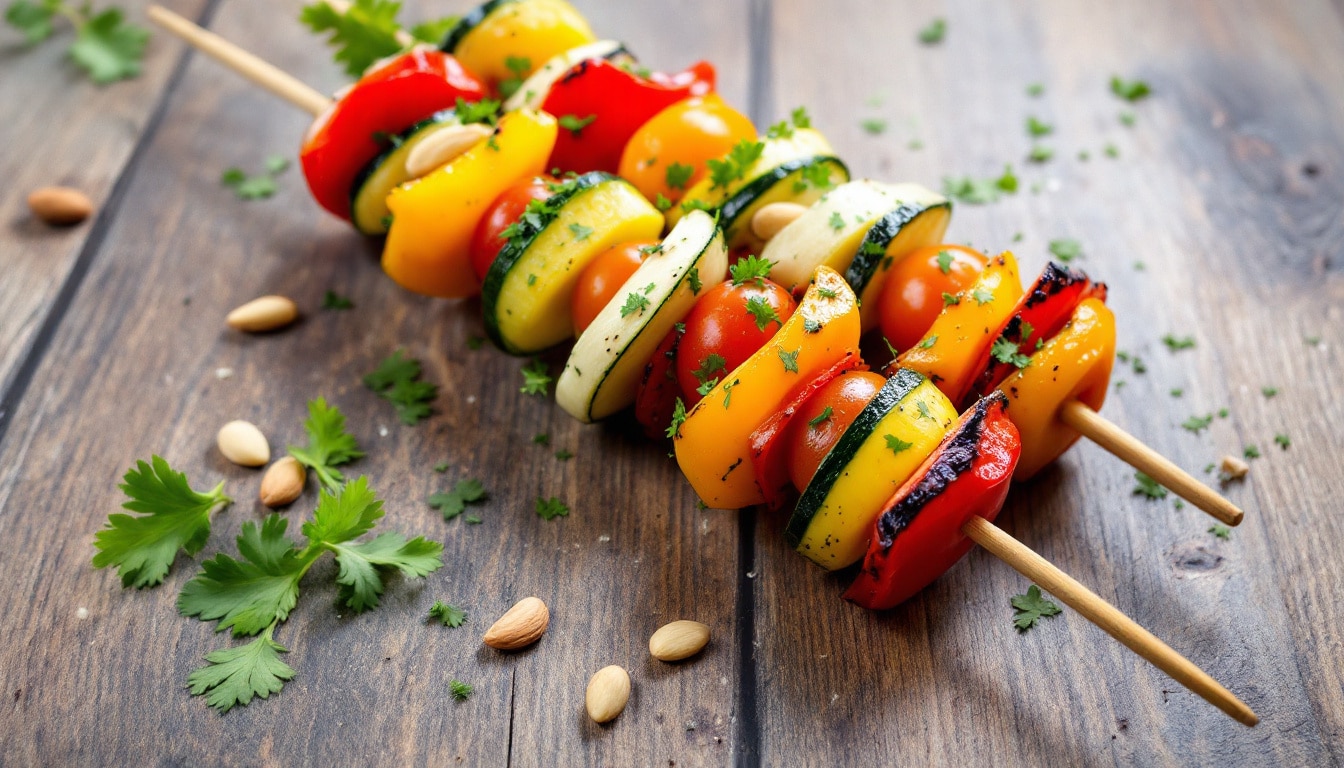 découvrez une recette originale de kebabs aux noix et herbes fraîches, alliant saveurs gourmandes et ingrédients sains pour un repas savoureux et équilibré à partager.
