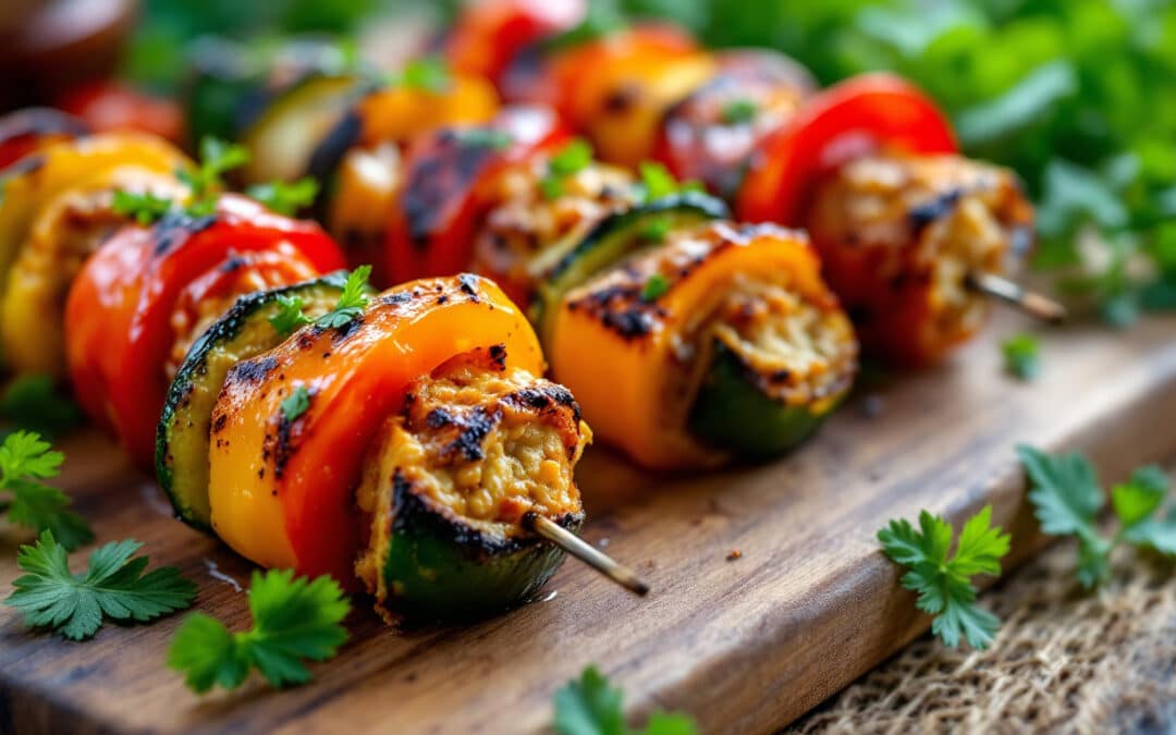 Les kebabs à base de légumes farcis et épices douces