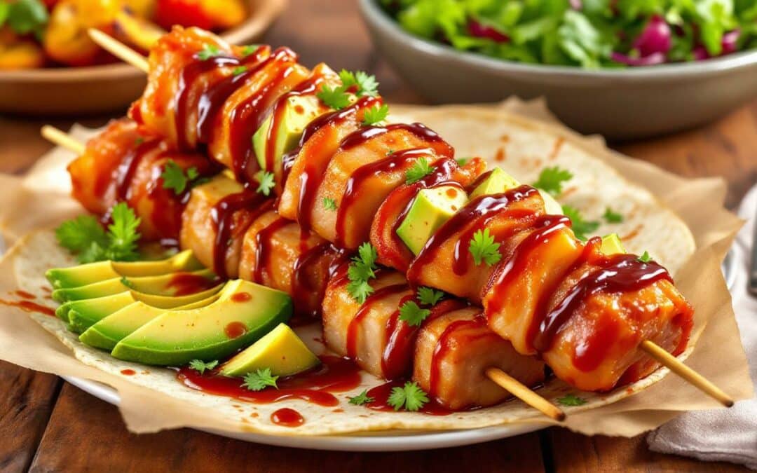 Les kebabs au bacon croustillant et avocat