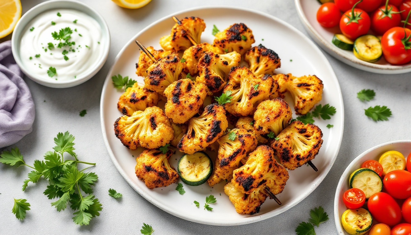 découvrez la saveur irrésistible des kebabs au chou-fleur grillé, assaisonnés d'épices orientales. une recette saine, gourmande et facile à préparer, idéale pour surprendre et régaler vos convives !