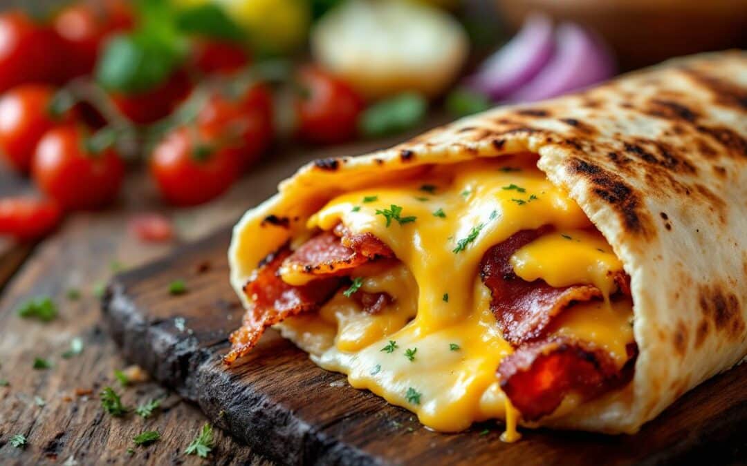 Les kebabs au fromage fondu et bacon grillé