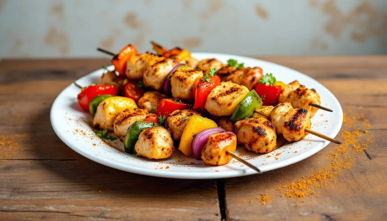 découvrez la recette des kebabs au poulet tikka accompagnés d'une délicieuse sauce yaourt maison. un plat savoureux, rapide et facile à préparer pour régaler toute la famille !