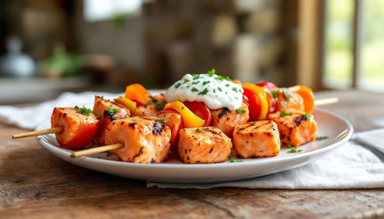 découvrez une recette savoureuse de kebabs au saumon mariné et herbes fraîches, parfaite pour un repas d'été léger et parfumé. facile à préparer, ce plat allie gourmandise et fraîcheur pour régaler vos convives.