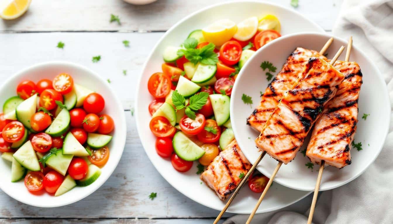 découvrez notre recette savoureuse de kebabs au saumon rôti accompagnés de légumes croquants. une idée originale, saine et gourmande pour régaler vos papilles tout en faisant le plein de fraîcheur et de couleurs !