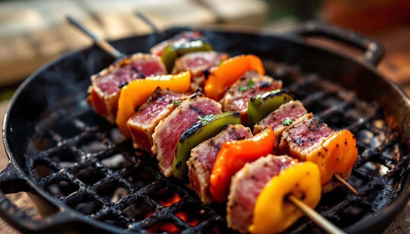 découvrez notre recette originale de kebabs au steak de thon et poivrons doux : une alliance gourmande et saine, idéale pour des repas savoureux et légers !