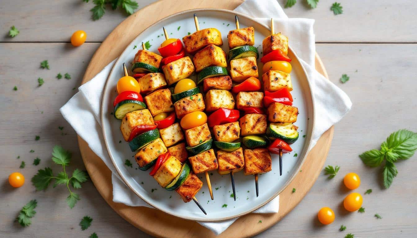 découvrez des kebabs savoureux au tofu mariné accompagnés de légumes frais, une alternative saine et gourmande pour tous les amateurs de street food végétarienne.