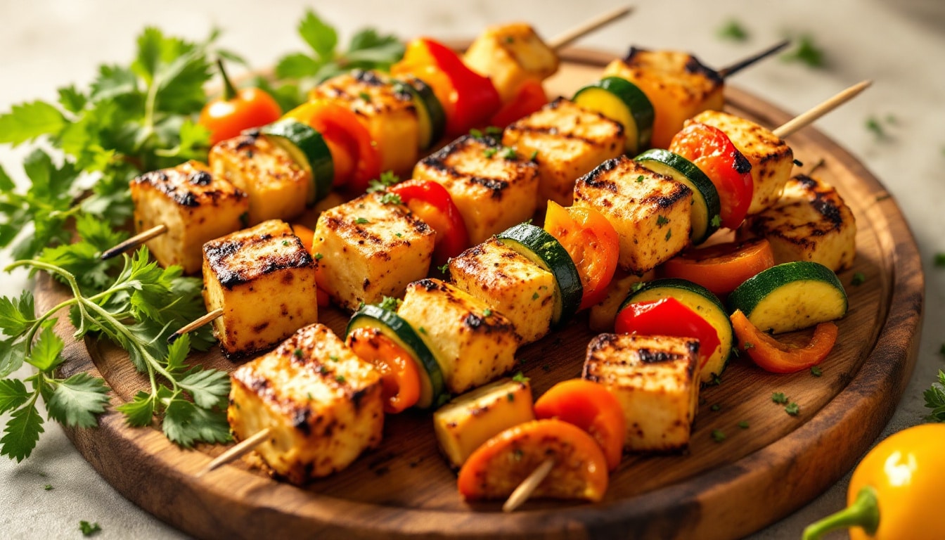découvrez la délicieuse alternative végétarienne avec nos kebabs au tofu mariné et légumes frais : une explosion de saveurs, saine et gourmande, idéale pour vos repas équilibrés.