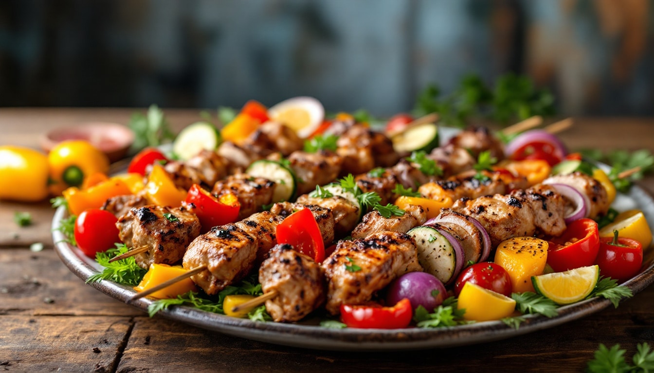 découvrez notre recette savoureuse de kebabs au yaourt grec et tomates confites : un mélange gourmand d'épices, de fraîcheur et de douceur, parfait pour un repas convivial et équilibré.