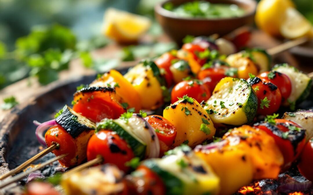 Les kebabs aux légumes de saison et herbes fraîches